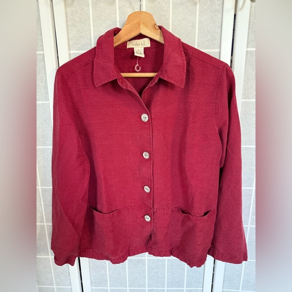 Linden Hill Button Up Silk Long Sleeve Collared Pockets shirt, Red, Size Small. - Picture 1 of 3
